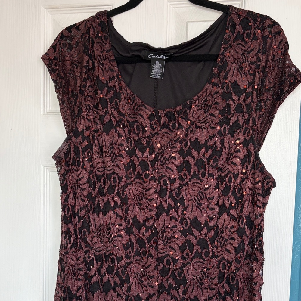 Women's Black and Brown Lace sequin Gown